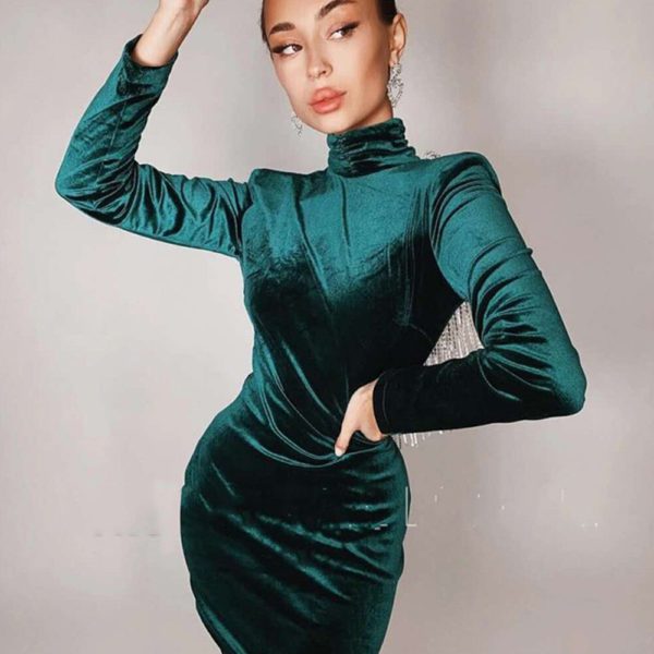 Sexy Backless Diamond Tassel Velvet Dress - Image 5
