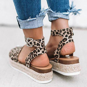 Women's Huarache-Style Wedges - Ankle Straps / Metal Buckles - Image 4