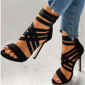 Women's Strappy Stilettos - High Ankle Straps / 4.5" Heels - Image 4