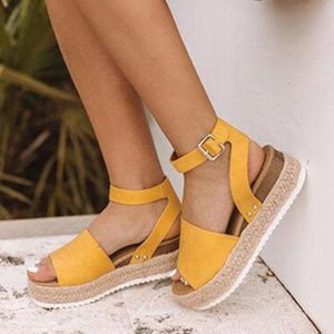 Women's Huarache-Style Wedges - Ankle Straps / Metal Buckles - Image 7