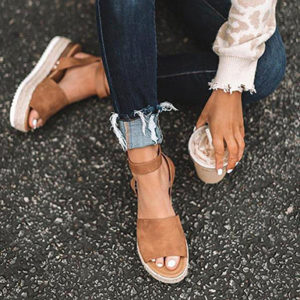 Women's Huarache-Style Wedges - Ankle Straps / Metal Buckles - Image 3