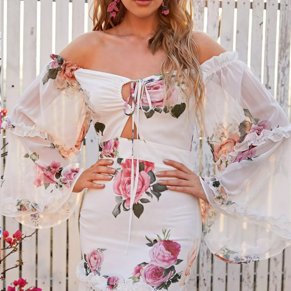 Boho Slash Neck Chiffon Cami Dress - Image 7