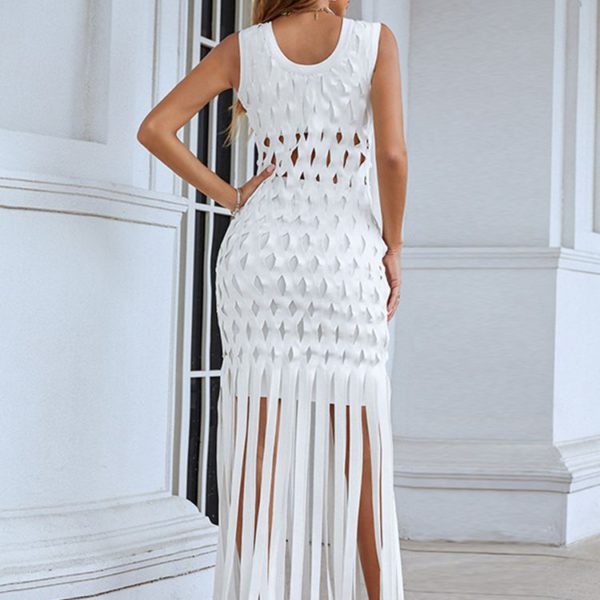 Sleeveless Hollow Tassel Bodycon Party Dress - Image 3