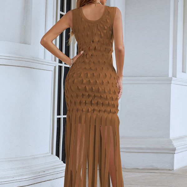 Sleeveless Hollow Tassel Bodycon Party Dress - Image 4