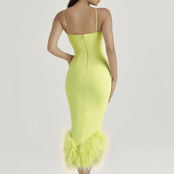 One Shoulder Feather Bodycon Dress - Image 5