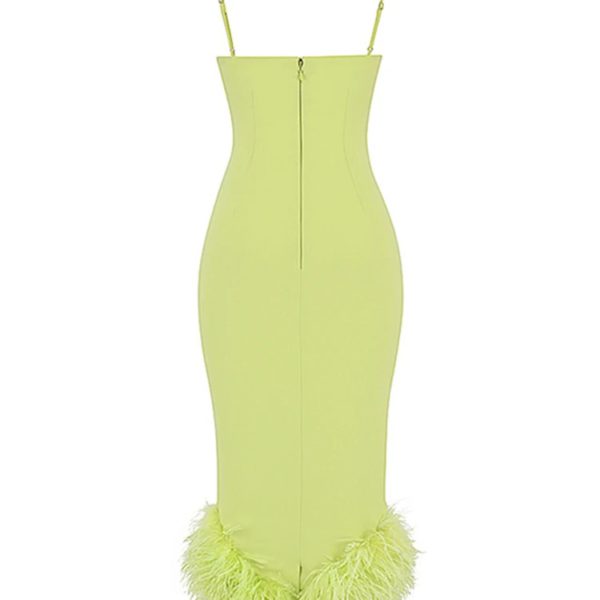 One Shoulder Feather Bodycon Dress - Image 7