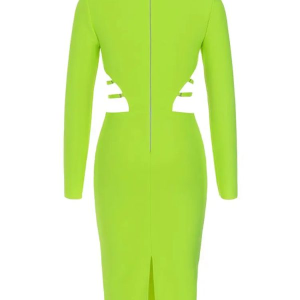 Hollow-out Long Sleeve Bodycon Dress - Image 7