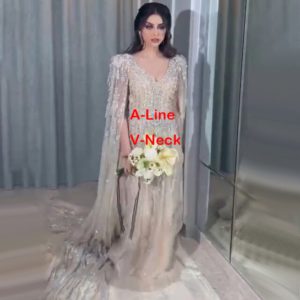 Caramel A-Line Luxury Evening Dresses - Image 2