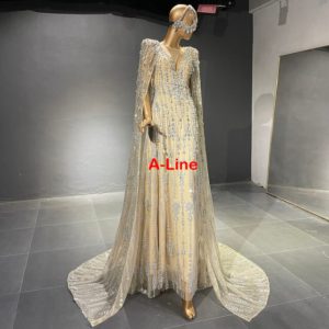 Caramel A-Line Luxury Evening Dresses - Image 3