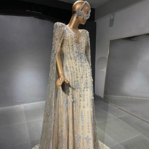 Caramel A-Line Luxury Evening Dresses - Image 5