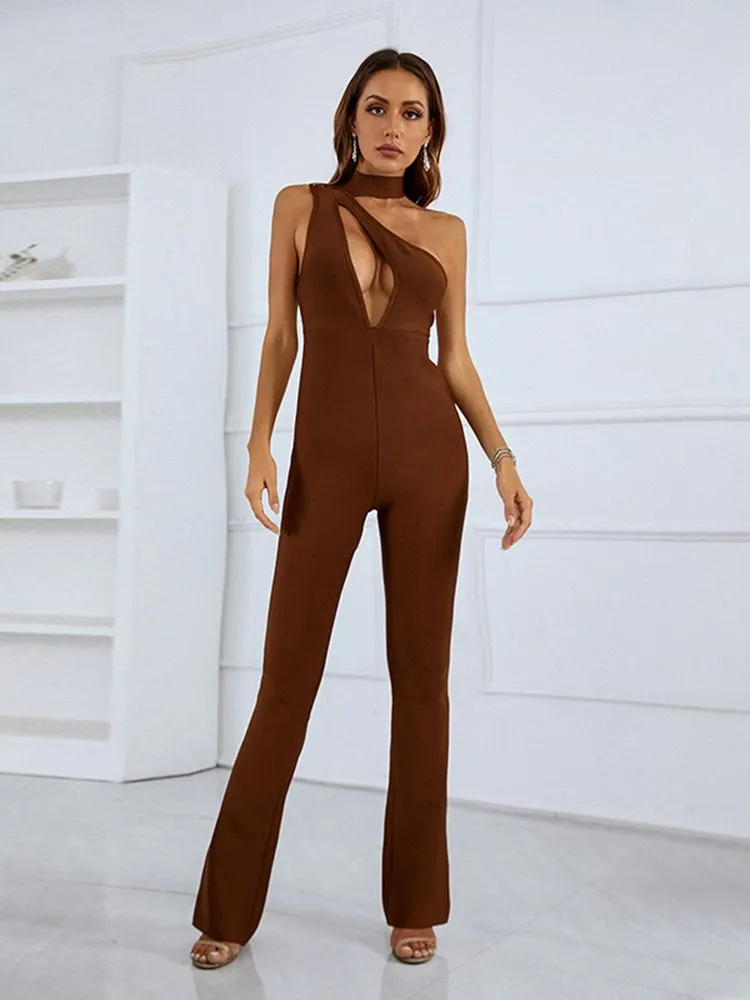Long Sleeve Chest Hollow Out Bodycon Jumpsuit  Long sleeve romper, High  neck long sleeve, Jumpsuits for women
