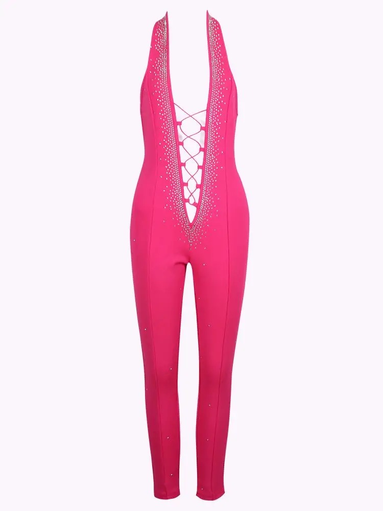 Sexy Hollow Out Lace up Jumpsuit