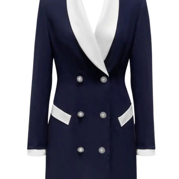 Double Breasted Button Slim Mini Blazer Dress - Image 6