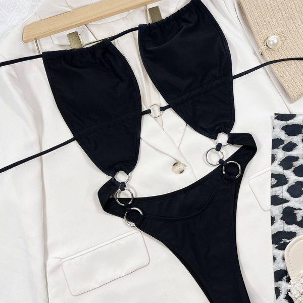 Backless Hollow Out One Piece Swimsuit Ring Cut Out Swimwear - Image 6