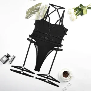 Bandage Bodysuit With Panties Halter Seamless Body Lingerie - Image 7