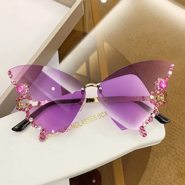 Luxury Butterfly Vintage Rimless Sunglasses