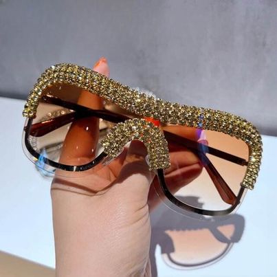 Metal Rimless Luxury Oversized Y2k Sunglasses