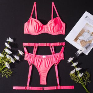 Lingerie Seamless Underwear Transparent Lace Garter Brief Sets - Image 3