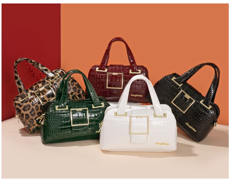 Crocodile Pattern Middle-Aged Leather Large Capacity Trendy Handbag