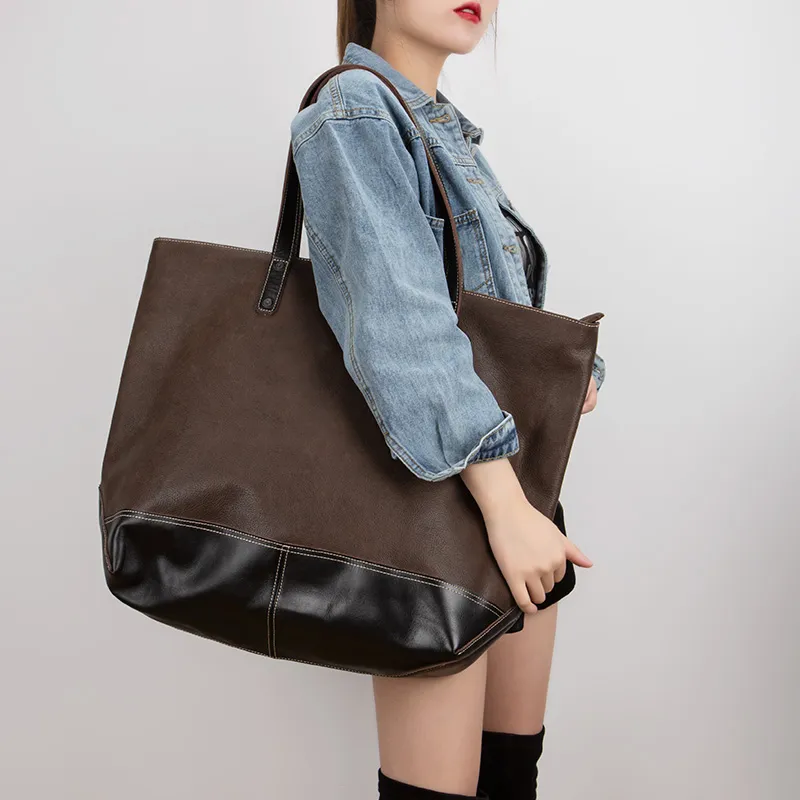 Shoulder Bag Large Capacity Tote Simple Soft Leather Bag