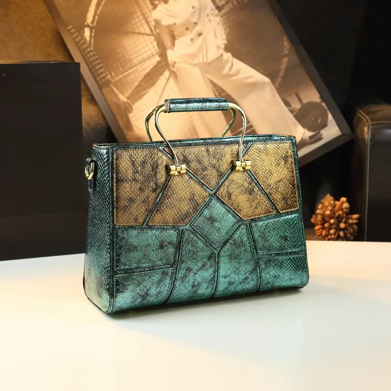 Genuine Leather Handbags Rhombus Casual High-Grade Bag