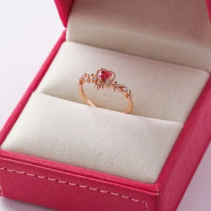Delicate Zircon Rings Birthday Gift Micro-inlaid Red Crystal Adjustable
