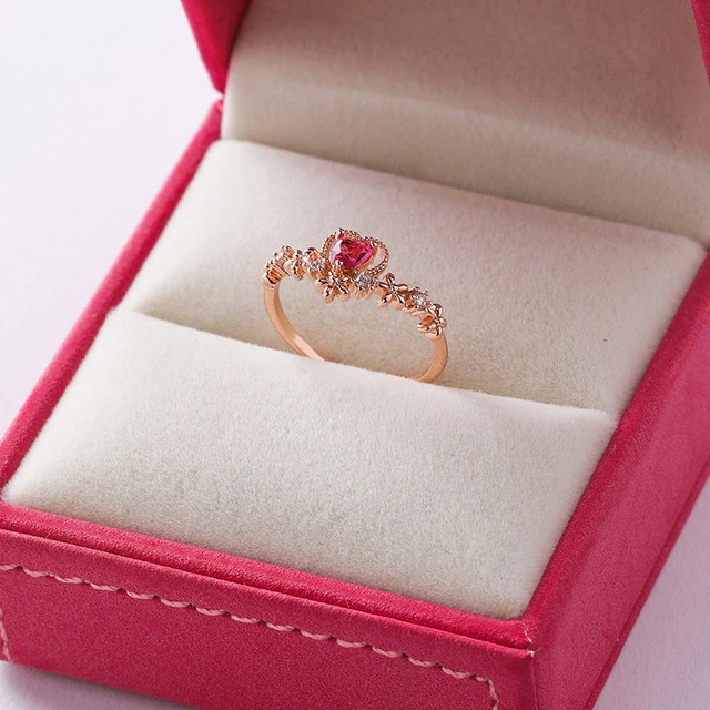 Delicate Zircon Rings Birthday Gift Micro-inlaid Red Crystal Adjustable
