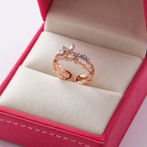 Delicate Zircon Rings Birthday Gift Micro-inlaid Crystal Flower Adjustable