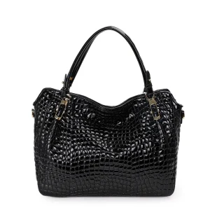 Crocodile Pattern Leather Large Capacity Handbags - Image 2