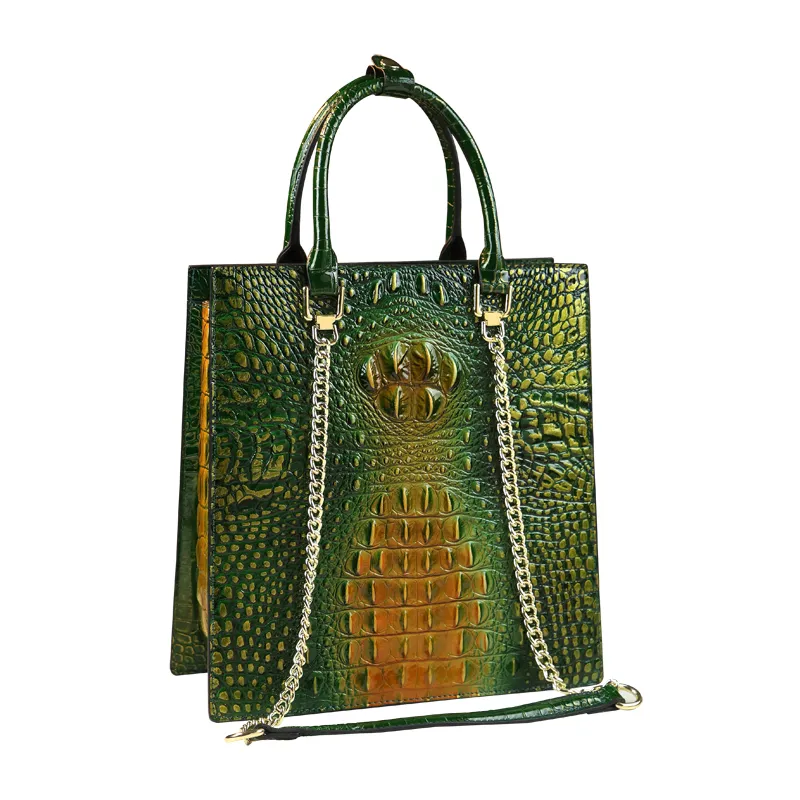 Brand Commuter Crocodile Pattern Leather Portable Handbags
