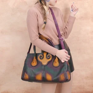 Large Capacity Genuine Leather Vintage Tote Bag - Image 7