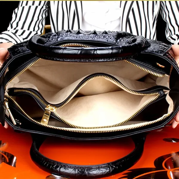 Crocodile Leather Genuine Leather Portable Shoulder Messenger Bag - Image 6
