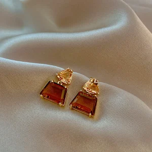 Geometric Trapezoidal Crystal Jewelry Wedding Party Drop Earrings - Image 7