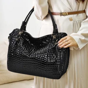 Crocodile Pattern Leather Large Capacity Handbags - Image 5