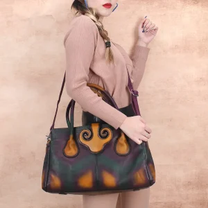 Large Capacity Genuine Leather Vintage Tote Bag - Image 6