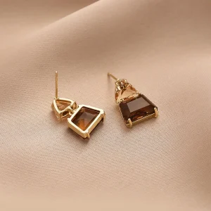 Geometric Trapezoidal Crystal Jewelry Wedding Party Drop Earrings - Image 6