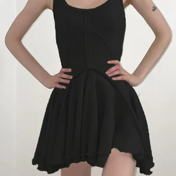 Vintage Patchwork A-line Retro Fairy Grunge Mini Dress - Image 4
