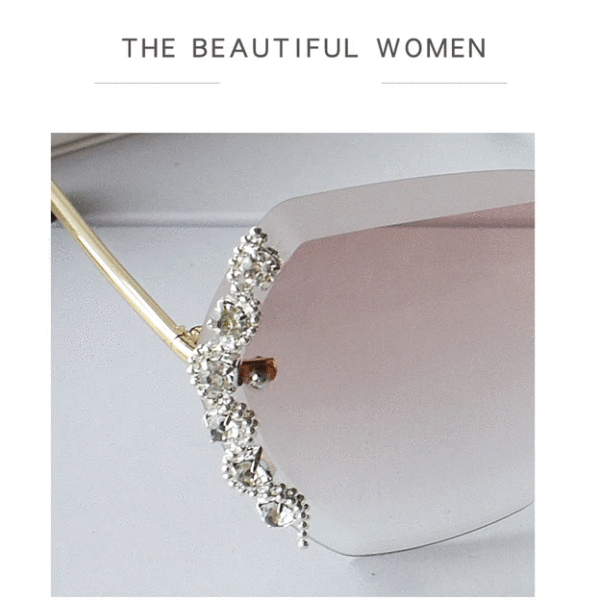Luxury Designer Diamond Rimless Sunglasses - Image 5