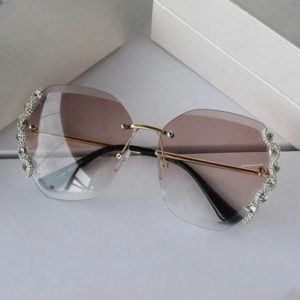 Luxury Designer Diamond Rimless Sunglasses - Image 7