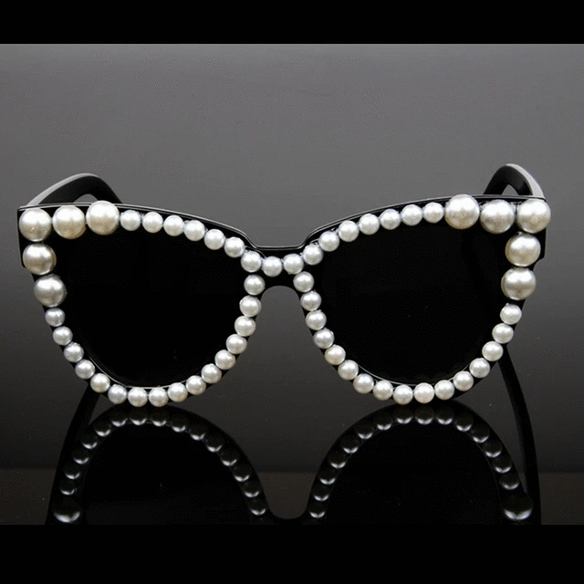 Women Brand Designer Lady Pearl Sun Glasses