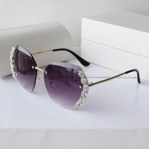 Luxury Designer Diamond Rimless Sunglasses - Image 8