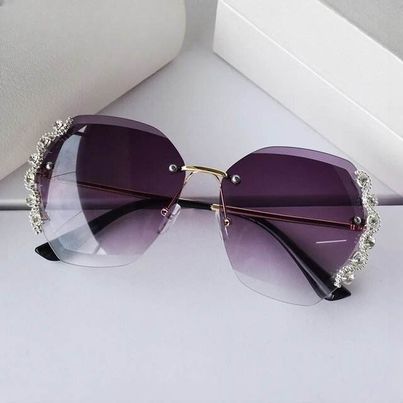 Luxury Designer Diamond Rimless Sunglasses