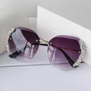 Luxury Designer Diamond Rimless Sunglasses - Image 9