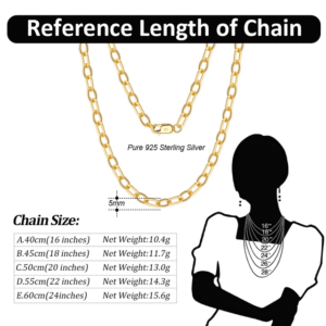 925 Sterling Silver 14K Gold Plated Chain - Image 2