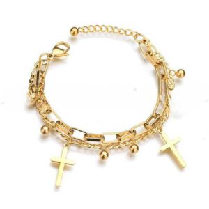 Double Layers Cross Bracelets For Women