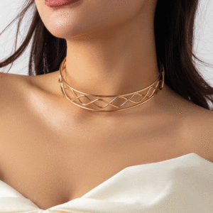 Goth Metal Torques Open Cuff Chain Necklace for Women