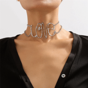 Exaggerated Big LOVE Letter Choker Necklace for Women - Image 9