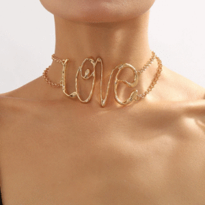 Exaggerated Big LOVE Letter Choker Necklace for Women - Image 8