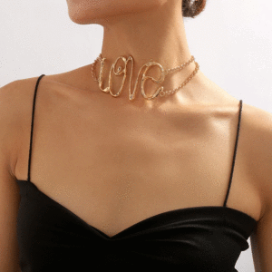 Exaggerated Big LOVE Letter Choker Necklace for Women - Image 3