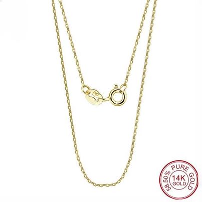 14K Solid Gold Italian Cable Chain Necklace